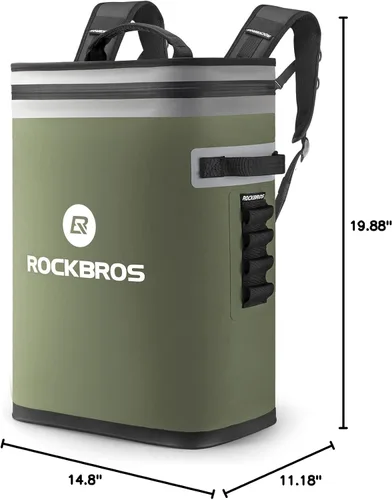 Miniatura 7 de ROCKBROS Enfriador de mochila a prueba de fugas, enfriador de lados suaves, impermeable, aislada, bolsa enfriadora para 36 latas, enfriador suave