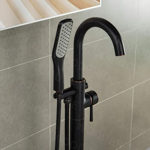 Miniatura 4 de WOODBRIDGE Bañera de remojo acílica blanca independiente de 71 "con kit de drenaje y relleno de bañera de montaje en piso en ORB, BTA1517 -ORB-Drain