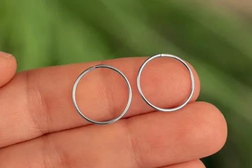 Miniatura 151 de Aretes de aro de oro de plata – Aretes de aro para mujer, dos piezas de aros de plata fina rellenos de oro, aro de hélice, anillo de tragus, aro