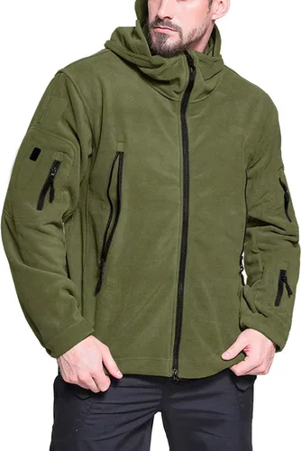 Miniatura 2 de BIYLACLESEN Chaquetas tácticas de forro polar Softshell para hombre con cremallera completa