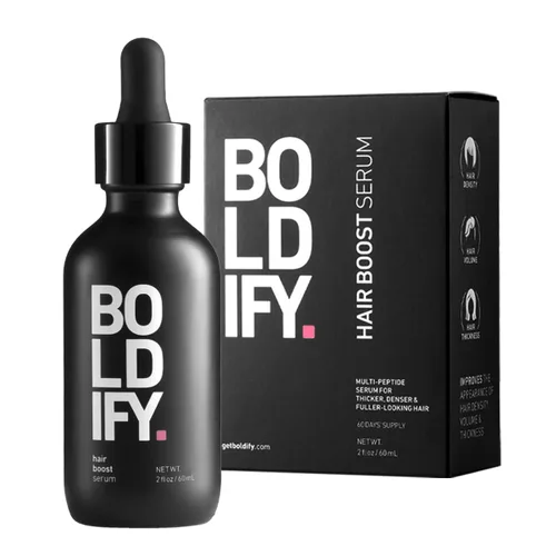BOLDIFY Suero para el crecimiento del cabello, 2 onzas, 30 potenciadores naturales + 4 péptidos clínicamente probados, tratamiento ligero y no graso