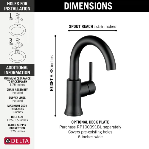 Miniatura 4 de Llave Delta Faucet, 559HA-BL-DST Negro mate