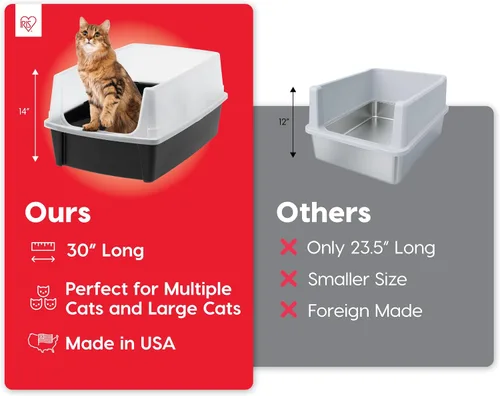 Miniatura 6 de IRIS USA Caja de arena XX-Large para gatos, caja de arena extragrande con parte superior abierta para gatos grandes y hogares con varios gatos