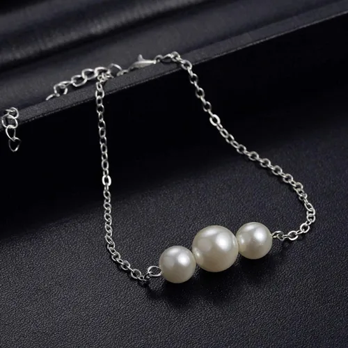 Miniatura 7 de Pulseras brazalete, moda mujer brillante imitación perla encanto pulsera cadena ajustable brazalete joyería - oro, Bambú