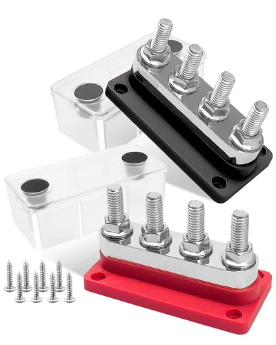 Miniatura 8 de GMURA Barra de bus resistente 12-48V 600A Max, 4 pernos M10 (3/8 pulgadas) Bloque de terminales de barra colectora de cobre de alta corriente