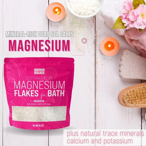 Miniatura 6 de Copos de magnesio para baño, escamas de cloruro de magnesio orgánico puro, sin perfume, 10 libras