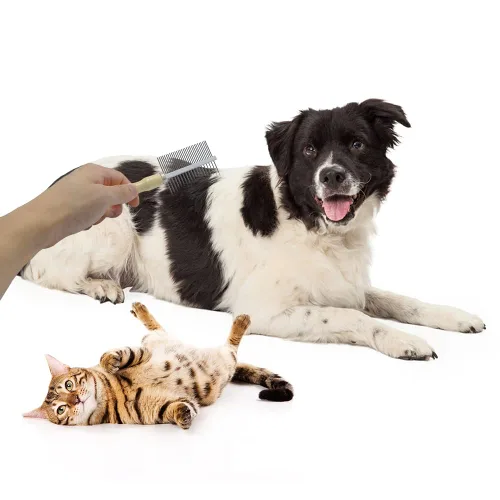 Miniatura 6 de Peine de aseo con mango de madera para perros, gatos y mascotas (doble cara)