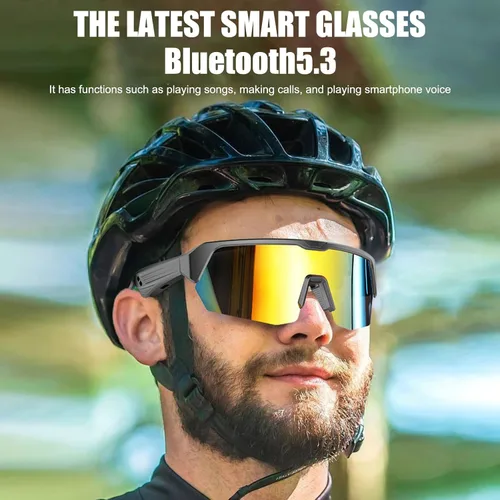 Miniatura 8 de OBEST Gafas de sol inteligentes deportivas, estilo auricular, gafas de ciclismo Bluetooth con lentes polarizadas, altavoces de música de oído