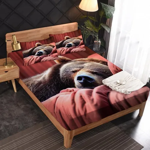 Miniatura 2 de Bear Sheets - Juego de sábanas de tamaño individual, sábanas de microfibra suave y bolsillo profundo, sábanas y fundas de almohada estampadas sin
