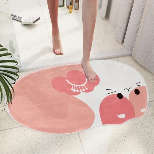 Miniatura 8 de Divertida alfombra de baño para gatos, bonita alfombra de baño de dibujos animados, de microfibra suave, absorbente de agua, antideslizante, tapete