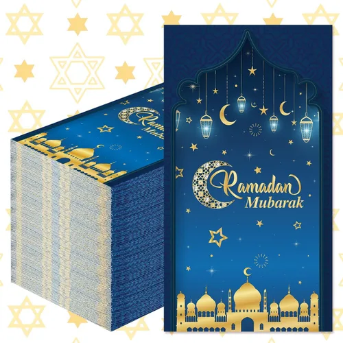Yeaqee 100 servilletas Eid Mubarak Ramadán desechables de papel mexicano para fiesta de Cinco de Mayo, suministros de fiesta, taco, fiesta,
