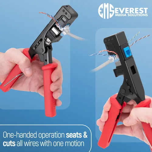 Miniatura 6 de Everest easyJACK - Juego de herramienta Keystone con ángulo de 45° para terminación rápida - con paquete de 20 conectores Keystone RJ45 Cat6 en rojo
