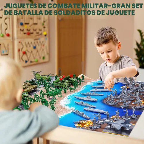 Miniatura 7 de Kusntin Army Men Conjunto de Juego – Juego de soldados de juguete militar de 117 piezas con figuras de acción, tapete de batalla, tanques