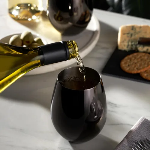 Miniatura 4 de Viski Copas de vino de acero inoxidable Gunmetal, vasos de vino modernos, copas elegantes para vinos tintos y blancos, regalos de boda, vacaciones