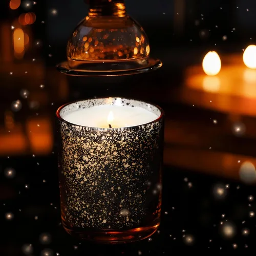 Miniatura 8 de SHOWIN Tarros gruesos para hacer velas, 16 unidades, tarros vacíos de 7 onzas con tapas de madera para hacer velas, contenedor de muestra, color Oro