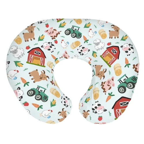 Miniatura 12 de Fundas de almohada de lactancia de animales de granja boho para niños y niñas, cordero, vaca, pollo, pato, tractor, árbol, fundas para lactancia