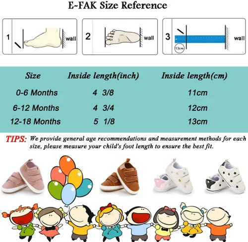 Miniatura 7 de E-FAK Zapatos de bebé para niños y niñas, zapatillas para bebés, suela de goma antideslizante, zapatos de cuna para primeros pasos de niños pequeños