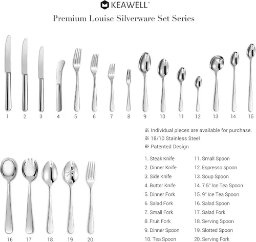 Miniatura 6 de KEAWELL Cucharas de sopa Louise premium de 7 pulgadas, acero inoxidable 18/10, aptas para lavavajillas (4)