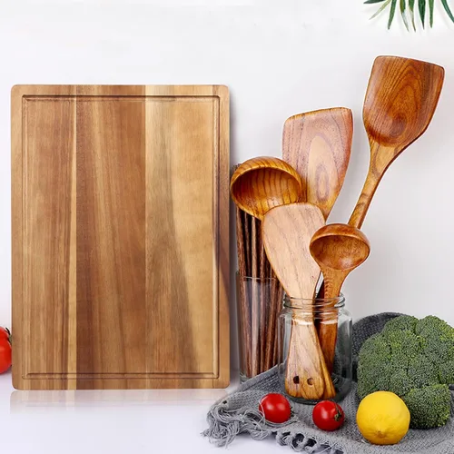 Miniatura 3 de Tablas de cortar decorativas de madera de acacia para cocina, carne, grandes tablas de charcutería, mejor tabla de cortar de madera dura maciza