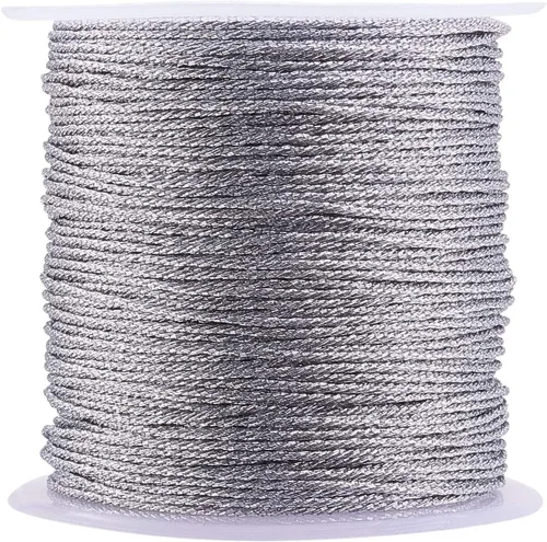 Miniatura 7 de LiQunSweet 10 rollos de 24 yardas (72.2 ft)/rollo de cordones metálicos redondos coloridos de poliéster para collares, pulseras, joyas