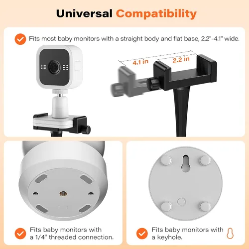 Miniatura 3 de A2C Soporte universal flexible para cámara de bebé compatible con óptica infantil DXR 8 DXR-8 Pro, VTech, ANMEATE, soporte para la mayoría de Negro