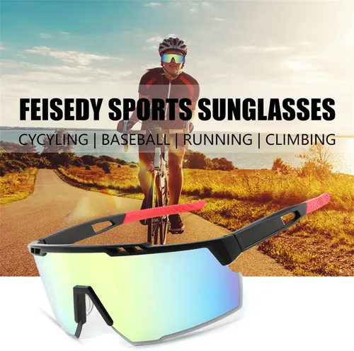 Miniatura 5 de FEISEDY Gafas de sol deportivas para hombres y mujeres, protección UV400, gafas de ciclismo, golf, béisbol, conducción, pesca, B0022 Lente espejada