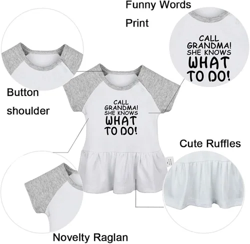 Miniatura 2 de Pack of 2, Call Grandma She Knows What to Do & Please Pass Me to Grandma Funny Dresses Infant Baby Girls Princess Dress