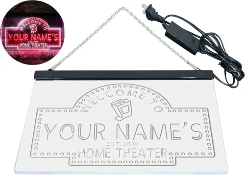 Miniatura 8 de ADVPRO Letrero de neón LED de doble color, diseño de cine en casa, diseño personalizado de este año, blanco y rojo, 12 x 8.5 pulgadas