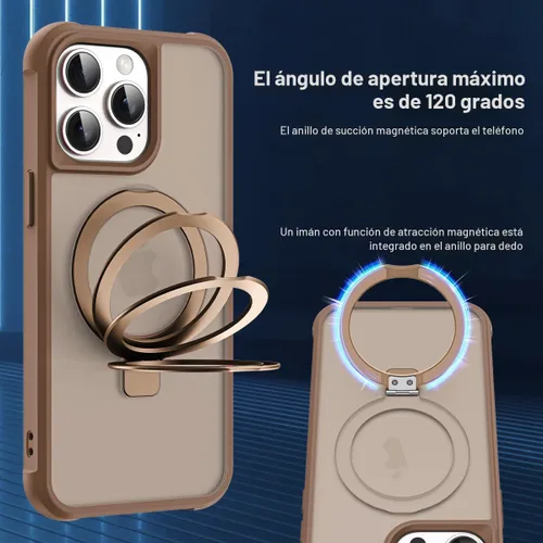 Miniatura 9 de SKYLMW – Funda compatible con iPhone 12 Pro Max y iPhone 13 Pro Max con soporte magnético invisible tipo anillo, fundas translúcidas para teléfonos