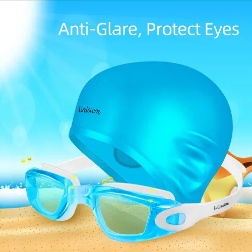 Miniatura 2 de Gafas de natación Juego de gorras de natación gafas de natación de silicona para adultos con gafas antivaho para nadar