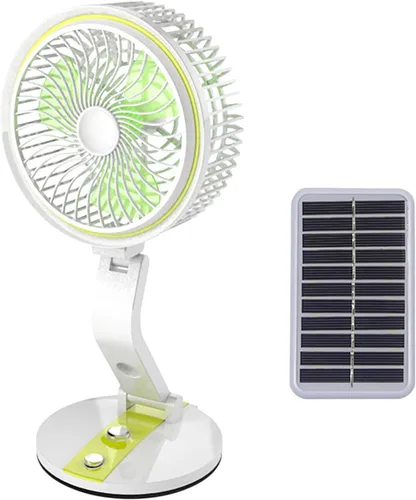 Miniatura 9 de Ventilador solar plegable para exteriores, carga USB, lámpara colgante de pared, dormitorio de estudiantes, oficina, ventiladores eléctricos, Dorado