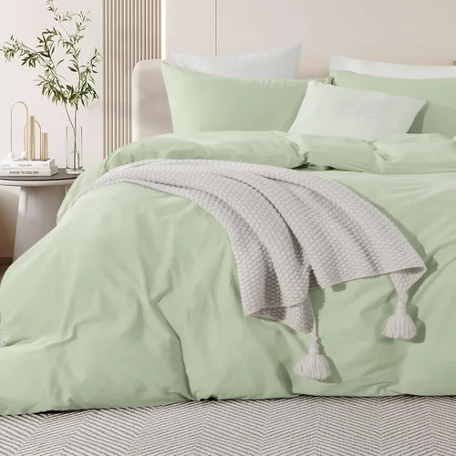 Miniatura 17 de NEXHOME PRO Funda de edredón de algodón para niños, tamaño twin, aspecto de lino, blanco, orgánico, natural, 100% algodón lavado, juego de ropa