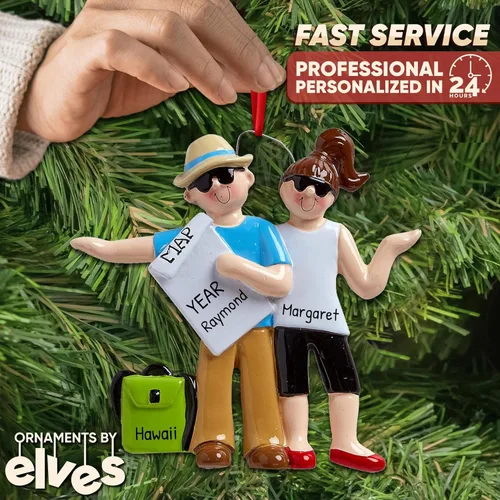 Miniatura 2 de Adornos personalizados para parejas de vacaciones 2024 – Adorno de viaje para pareja, adornos de avión, adorno de nuestra primera Navidad juntos