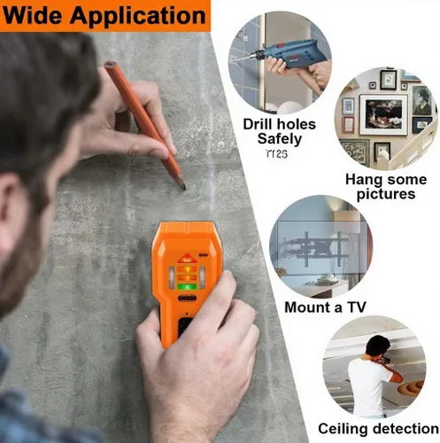 Miniatura 6 de Escáner de pared con buscador de pernos, sensor detector de madera y metales para pared de 3/4 de pulgada de grosor (ST102-naranja)