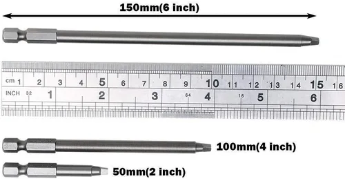 Miniatura 5 de Juego de 3 brocas cuadradas n.º 2 de 2 pulgadas, 4 pulgadas, 6 pulgadas de longitud para sistemas de plantilla de agujeros de bolsillo, carpintería