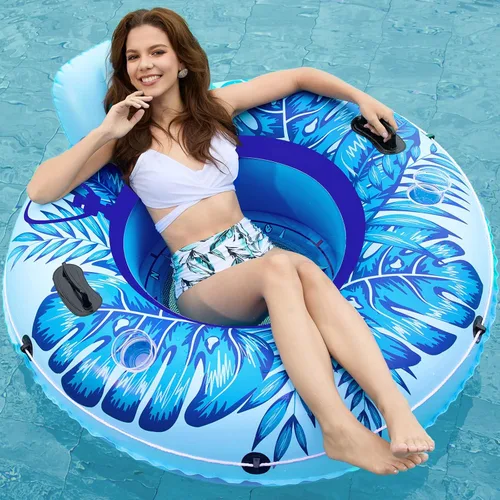 Miniatura 9 de Jasonwell Flotador inflable de tubo de río, flotador de río resistente, flotadores de piscina para lago, tubos de agua de primera calidad