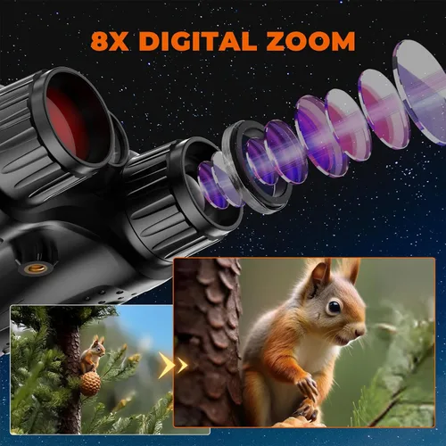 Miniatura 4 de Gafas de visión nocturna 4K para niños, prismáticos de visión nocturna a todo color de 36 MP Zoom 8X 850 nm Stealth IR para observación negra