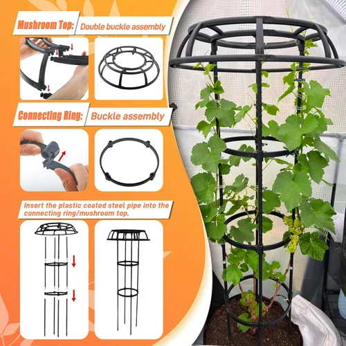 Miniatura 4 de Enrejado de jardín de 65 pulgadas para plantas trepadoras al aire libre, enrejado superior de hongo para plantas en maceta, vides, rosas, clemátides