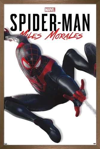 Miniatura 16 de Trends International Marvel Comics - Póster de pared de la serie Miles Morales, 22.4 pulgadas de largo x 14.7 pulgadas, versión enmarcada de madera