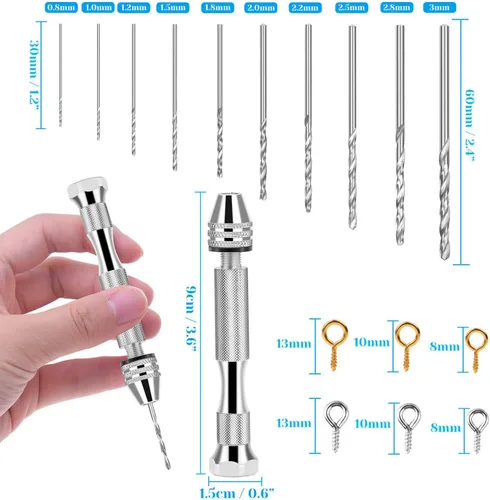 Miniatura 3 de Tornillo de tornillo para moldes de fundición de resina, taladro manual shynek para fabricación de joyas, herramientas de resina, incluye 1 taladro