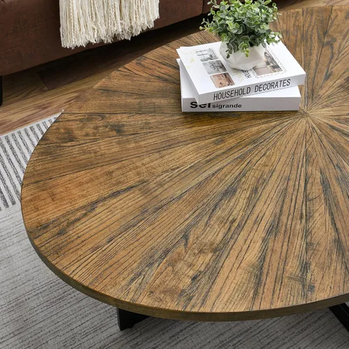 Miniatura 7 de Mesa de café ovalada de madera sólida con patas cruzadas de metal, mesa de bar de 47.9" industrial, mesa de cóctel para sala de estar, cocina