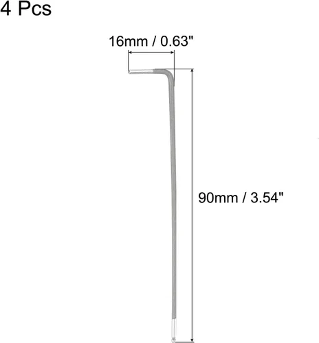 Miniatura 2 de uxcell Llave hexagonal de extremo de bola de 0.059 in, herramienta de reparación de acero S2 en forma de L brazo largo 4 piezas