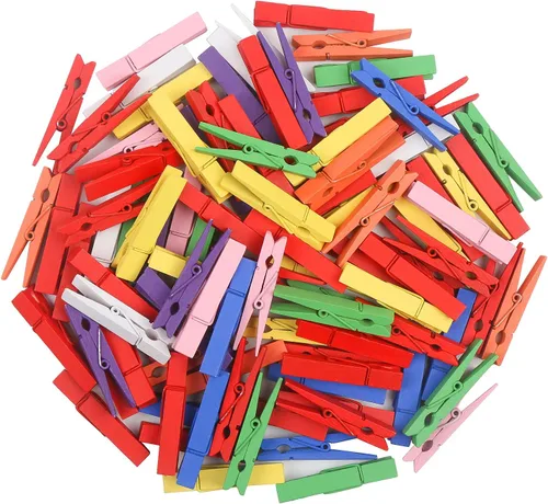 Miniatura 9 de KIMOBER 200 mini pinzas de madera para ropa, colores mezclados, pequeños pasadores para manualidades, fotos, papel