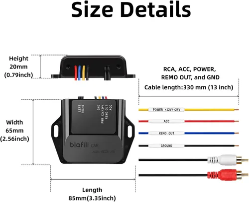 Miniatura 6 de Receptor Bluetooth 5.2 para automóvil – aptX adaptativo, aptX HD, AAC, SBC – Compatible con 12 V/24 V, disparador remoto, salida RCA estéreo