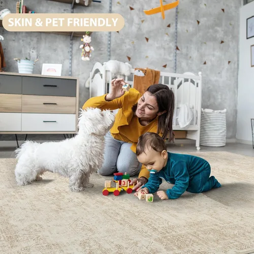 Miniatura 8 de 5x7 Area Rugs for Living Room Rug Washable: Abstract Rug for Dining Room Bedroom Carpet Non Slip 5 by 7 Indoor Modern Nursery Home Office Beige