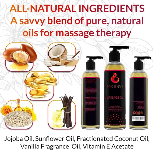 Miniatura 2 de Aceite de masaje corporal: aceite de masaje para terapia de masaje, aceite de masaje premium, aroma de vainilla exuberante con jojoba y coco, aceite