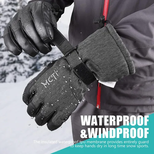 Miniatura 3 de MCTi Guantes de esquí impermeables para invierno, snowboard, nieve, cálidos, 3M, Thinsulate de piel sintética, guantes para clima frío para hombres