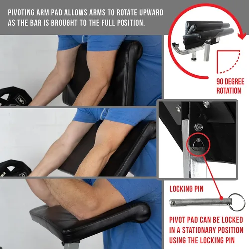 Miniatura 4 de Valor Fitness Banco de rizos Preacher – Máquinas de rizar ajustables para sentarse o pararse para la parte superior del cuerpo, gimnasio en casa