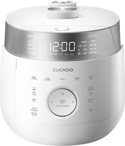 CUCKOO Olla arrocera de doble presión de 6 tazas sin cocer / 12 tazas cocidas con tecnología de calentamiento por inducción, 20 modos de menú con