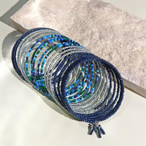 Miniatura 4 de COIRIS Pulseras elásticas de cuentas de semillas multicapa con cuentas pequeñas y apilables, para mujeres y niñas